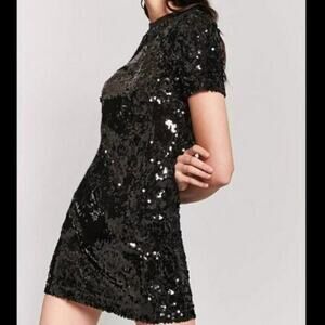 Black sequin mini dress